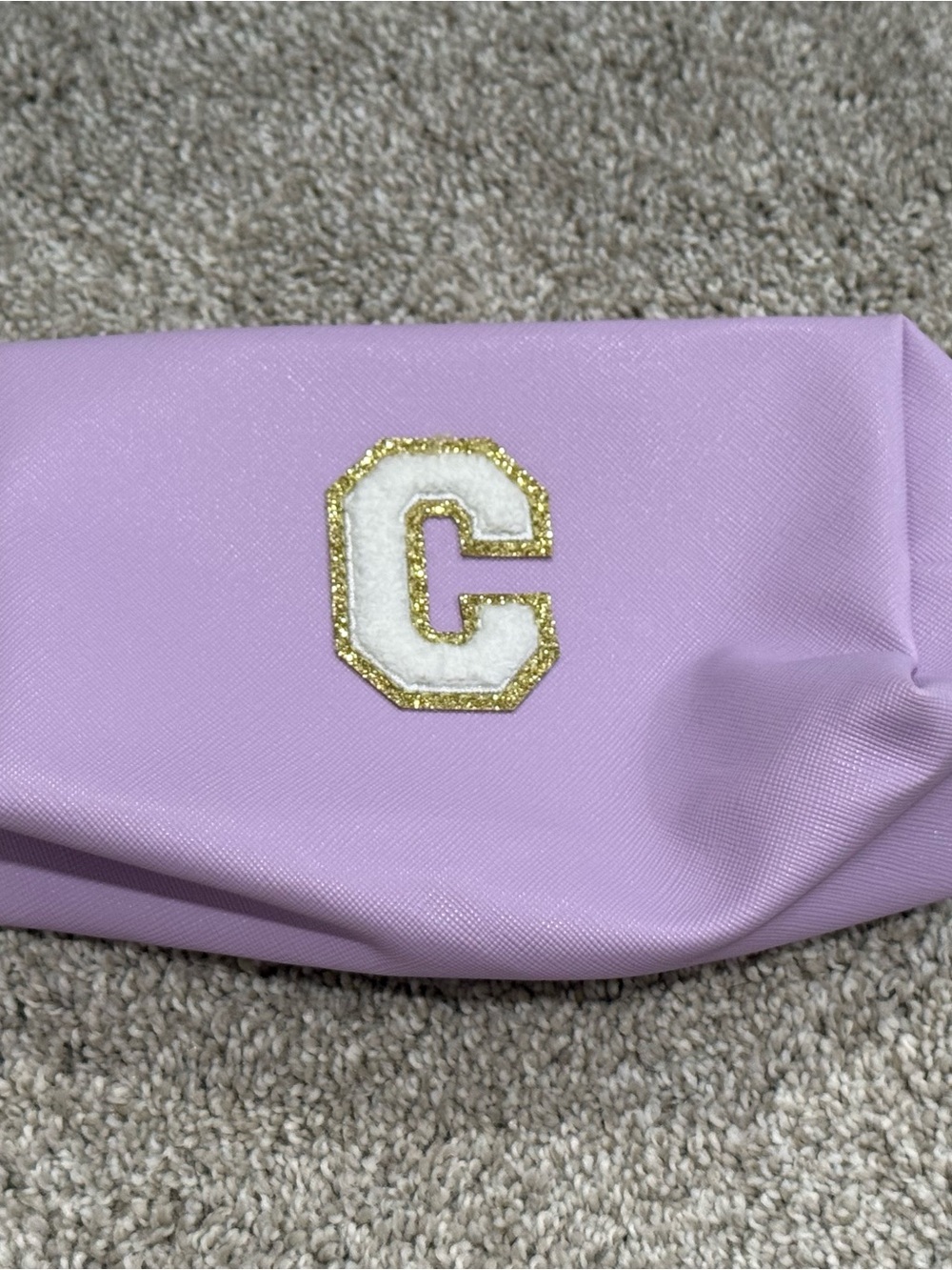 Lavender Cosmetic Pouch with Gold-Trim 'C' Accent